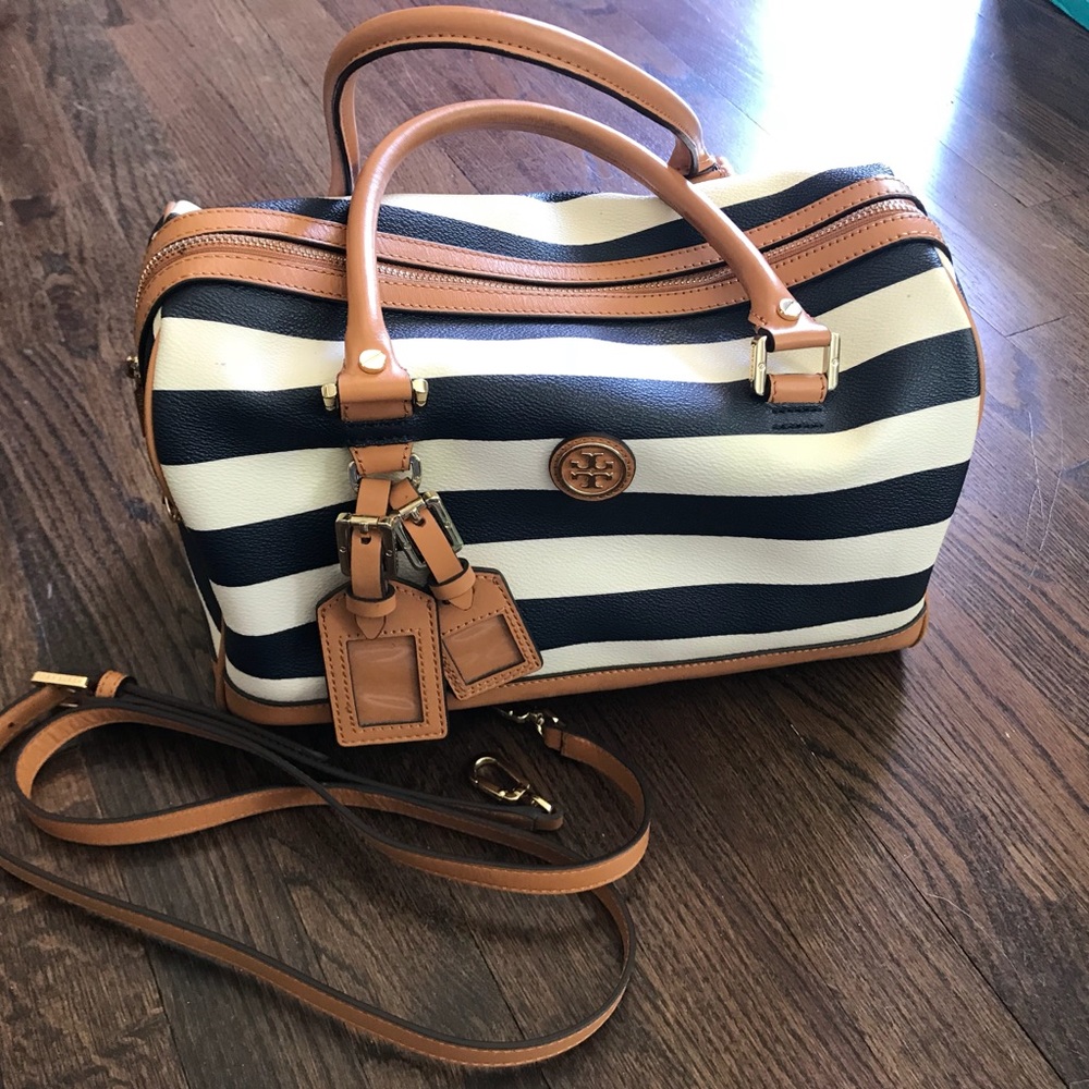Navy Blue & White Tory Burch Handbag